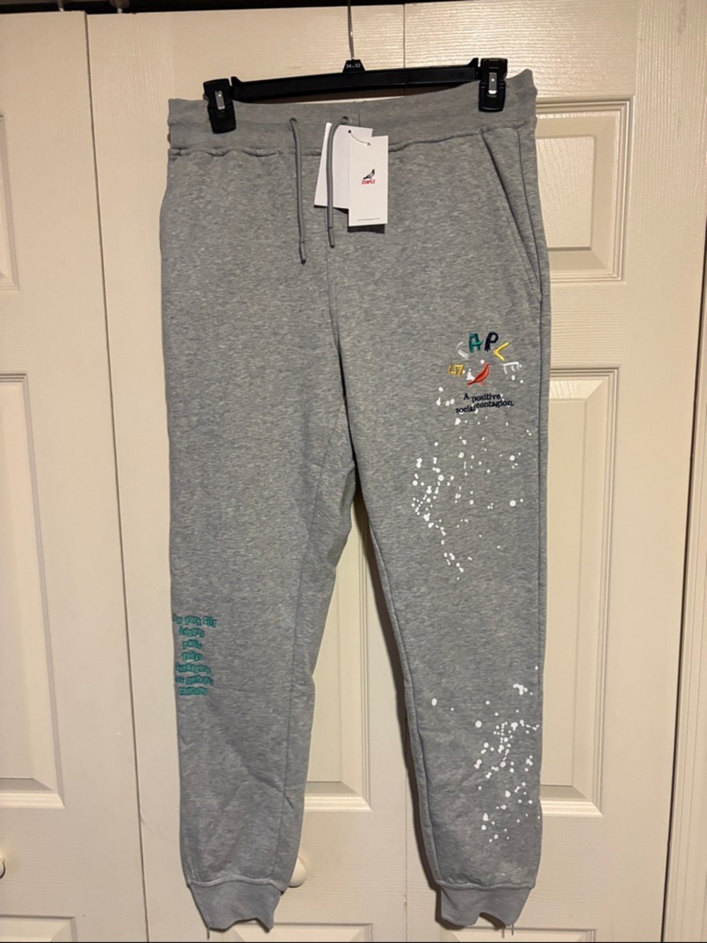 Staple Gray Sweatpants with Multicolor Accent Graphics